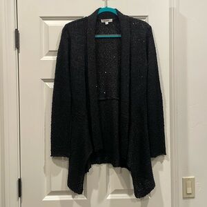 BB Dakota Sequin Black Draped Cardigan